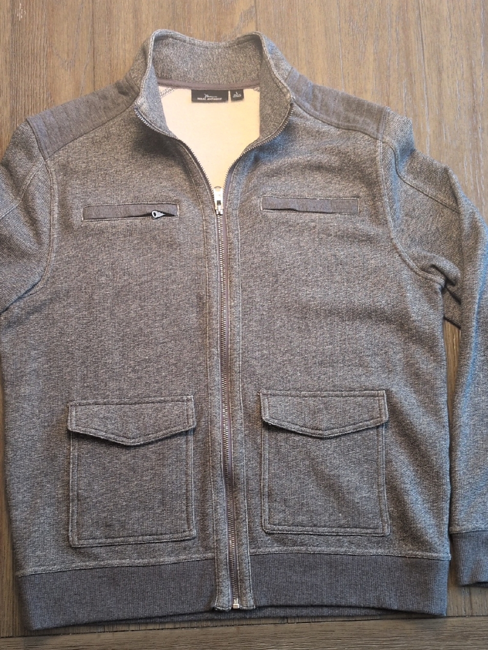 Marc Anthony Men's Heather Gray Full Zip Sweater Jacket